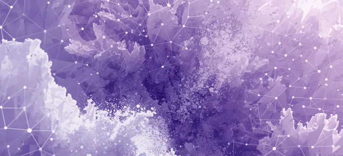 Réseau de nœuds violets sur des éclaboussures aquarelle